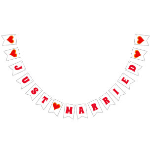 GERADE GEHEIRATET - Herz Liebe Design 1 Wimpelkette