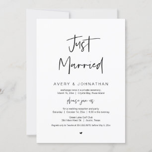 Gerade geheiratet, Schwarz, Hochzeitsfluchtparty Einladung