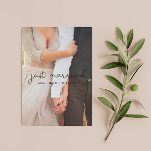Gerade geheiratet Süße Schrift Hochzeitsfoto Karte