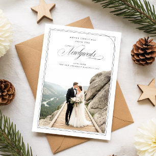 Gerade geheiratetes Brautpaar Foto Weihnachten