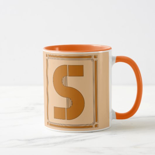 Gerade Geraden Kunst-Deko mit Monogramm, Buchstabe Tasse (Rechts)