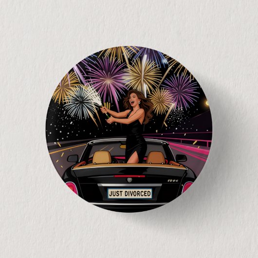 Gerade geschiedene Party-Button, Scheidungsfeier Button (Vorderseite)