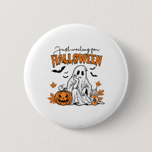Gerade Gewartet für Halloween Ghost Spooky Summer Button