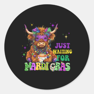 Gerade Gewartet für Mardi Gras Kuh Bead Mardi Gras Runder Aufkleber