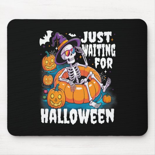 Gerade Gewartet zu Halloween Funny Skeleton Spooky Mousepad (Vorne)