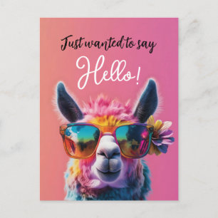 Gerade gewollt, um Hallo bunt Llama Design sagen Postkarte