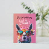 Gerade gewollt, um Hallo bunt Llama Design sagen Postkarte (Stehend Vorderseite)