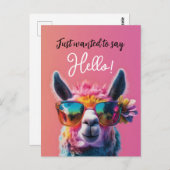 Gerade gewollt, um Hallo bunt Llama Design sagen Postkarte (Vorne/Hinten)