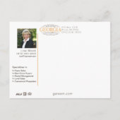 Gerade großes VerkaufsFoto Ankündigungspostkarte (Rückseite)