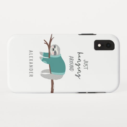 Gerade, hängend um hellen Sloth Cartoon des Spaßes Case-Mate iPhone Hülle (Rückseite (Horizontal))