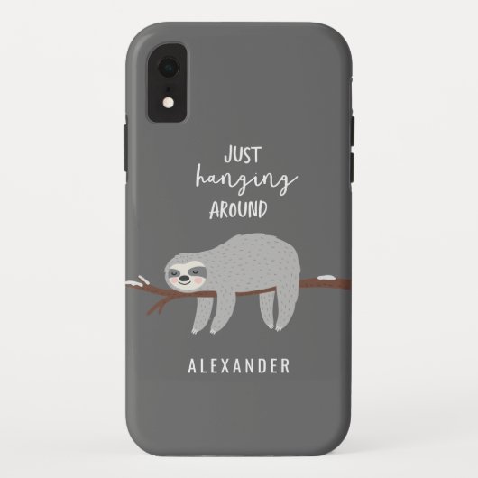 Gerade, hängend um hellen Sloth Cartoon des Spaßes Case-Mate iPhone Hülle (Rückseite)