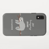 Gerade, hängend um hellen Sloth Cartoon des Spaßes Case-Mate iPhone Hülle (Rückseite (Horizontal))