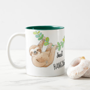 Gerade hängende Sloth-Kaffee-Tasse Zweifarbige Tasse