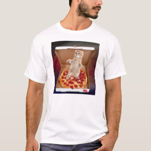 Gerade Kätzchen herum im Pizza-Kasten T-Shirt
