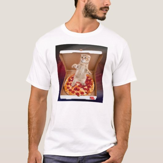 Gerade Kätzchen herum im Pizza-Kasten T-Shirt (Vorderseite)