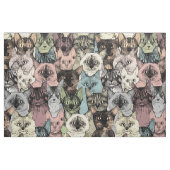 gerade Katzen Retro Stoff (Fat Quarter (45,7 x 55,9 cm))