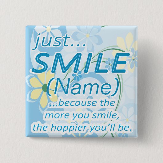 Gerade Lächeln addiert einen Namen Button (Vorderseite)