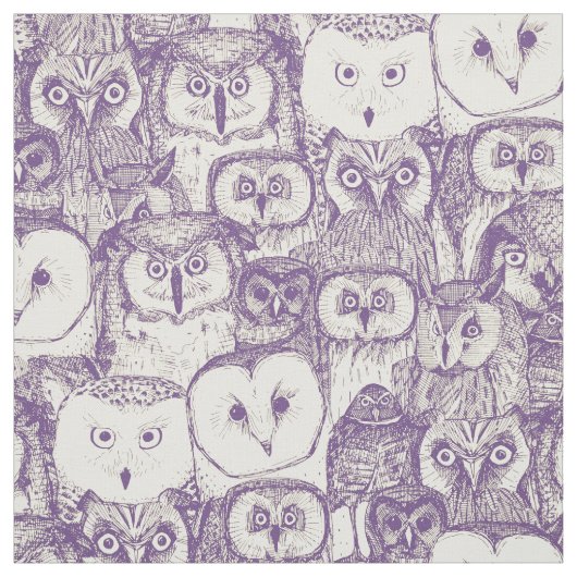 gerade lila Creme der Eulen Stoff (Muster)