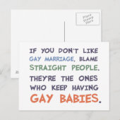 Gerade Menschen haben homosexuelle Babys Postkarte (Vorne/Hinten)