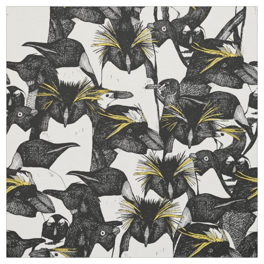 gerade Schwarz-weißes Gelb der Penguins Stoff (Muster)