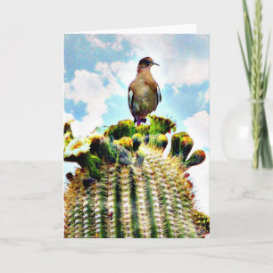 Gerade sitting auf einem Saguaro Karte