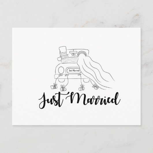 Gerade übergeben verheiratete Paare in der Ankündigungspostkarte (Vorderseite)