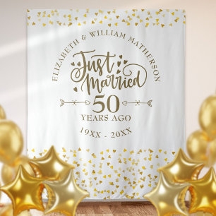 Gerade verheiratet 50. Hochzeitstag Hintergrund Wandteppich