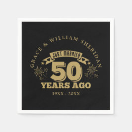 Gerade verheiratet 50 Jahre alt Schwarz und Gold Serviette