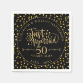 Gerade verheiratet 50 Jahre alt Schwarz und Gold Serviette (Vorderseite)