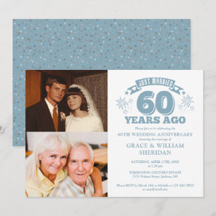 Gerade verheiratet 60. Hochzeitstag 2 Foto Einladung