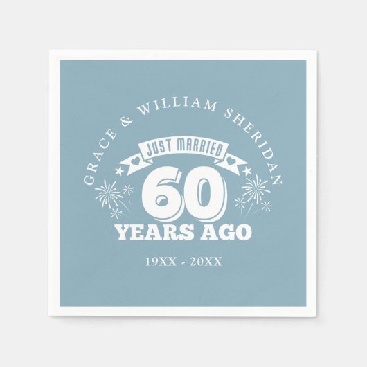 Gerade verheiratet 60. Hochzeitstag Serviette (Vorderseite)