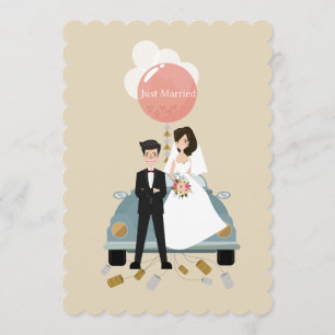 Gerade verheiratet Auto Hochzeit Einladungskarte. Einladung
