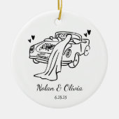 Gerade Verheiratet Benutzerdefinierte Paarnamen & Keramik Ornament (Vorne)