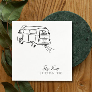 Gerade verheiratet Doodle Car Hochzeitcocktail Ser Serviette