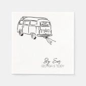 Gerade verheiratet Doodle Car Hochzeitcocktail Ser Serviette (Vorderseite)