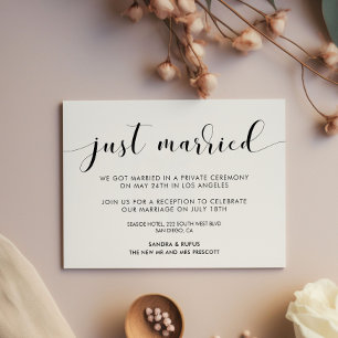 Gerade verheiratet Elegant Schwarz-Weiß-Ankündigun Einladung