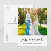 Gerade verheiratet Elegante Ankündigung Foto Postkarte (Vorne/Hinten)