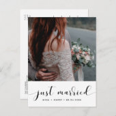 Gerade verheiratet Elegante Ankündigung Foto Postkarte (Vorne/Hinten)