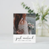 Gerade verheiratet Elegante Ankündigung Foto Postkarte (Stehend Vorderseite)