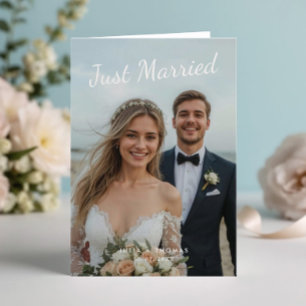 Gerade Verheiratet Elegante Hochzeitsfoto-Ankündig Einladung