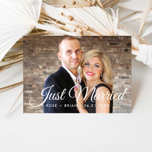 Gerade Verheiratet Elegante Schrift Hochzeit Benut Ankündigung