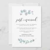 Gerade verheiratet Grüne Hochzeitsankündigung Einladung (Vorderseite)