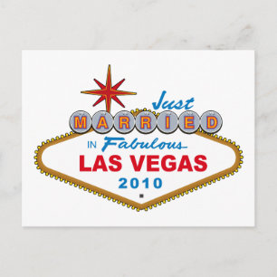 Gerade verheiratet in fabelhaftem Las Vegas 2010 Ankündigungspostkarte