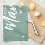 Gerade verheiratet mit Hochzeitstag Geschenk Küche Geschirrtuch (Viertel Falte)