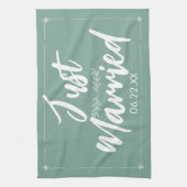 Gerade verheiratet mit Hochzeitstag Geschenk Küche Geschirrtuch (Vertikal)