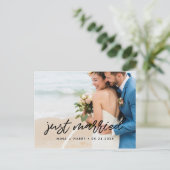 Gerade verheiratet Modern Ankündigung Foto Postkarte (Stehend Vorderseite)