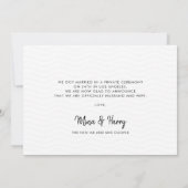 Gerade verheiratet Modern Ankündigung Fotokarte (Rückseite)