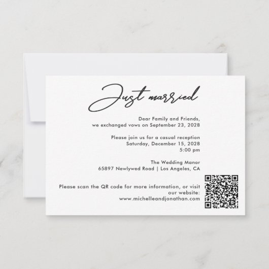 Gerade verheiratet moderne Foto qr Code-Karte (Rückseite)