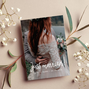 Gerade verheiratet Moderne Kalligrafie Hochzeitska Ankündigung