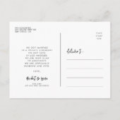 Gerade verheiratet Modernes Hochzeitsfest Foto Postkarte (Rückseite)